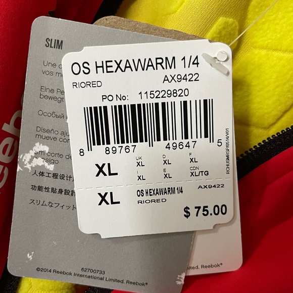 Reebok Hexawarm rio red sweatshirt men’s sz:XL - Picture 5 of 6